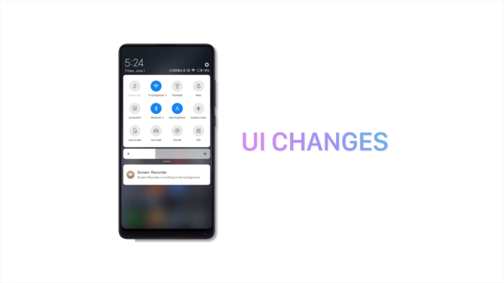 MIUI 10 UI changes
